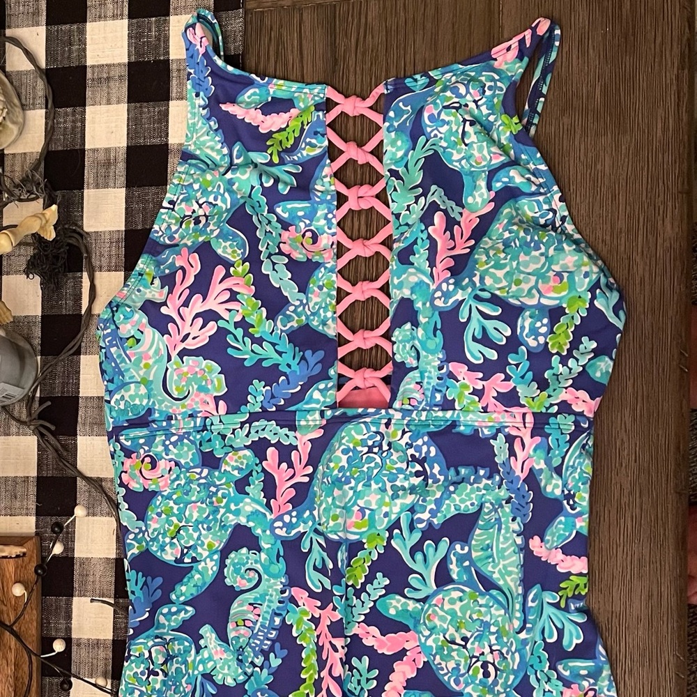 Lilly Pulitzer NWT swimsuit Turtle Villa print